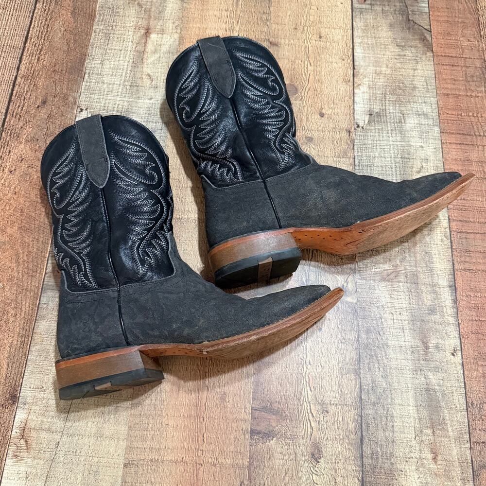 Ariat Black Elephant Roughout Wiley Boots Sz 11.5 D Cowboy Western Square Toe